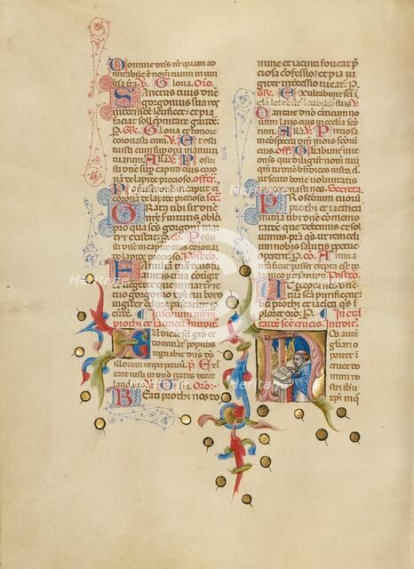 Initial N: A Priest at an Altar; Missal, between about 1389 and 1400. Creator: Master of the Brussels Initials.