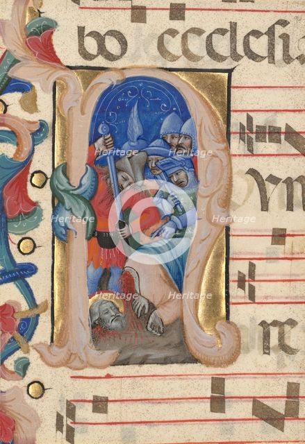 Initial N: The Beheading of Saint Paul, about 1392-1402. Creator: Niccolo di Giacomo da Bologna.