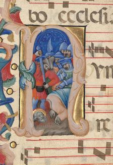 Initial N: The Beheading of Saint Paul, about 1392-1402. Creator: Niccolo di Giacomo da Bologna
