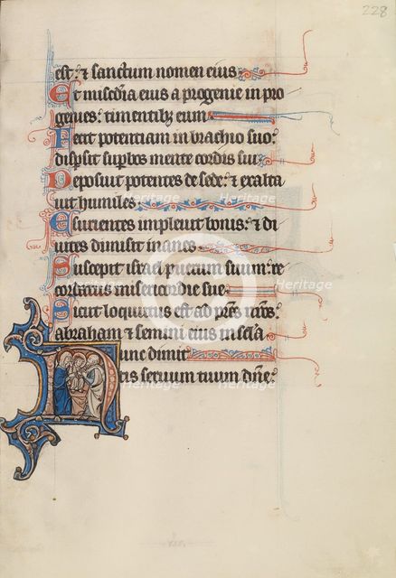 Initial N: The Presentation in the Temple; Bute Psalter, text and illumination about 1285. Creator: Bute Master.