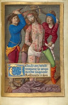 Initial N: The Presentation in the Temple; Bute Psalter, text and illumination about 1285. Creator: Bute Master