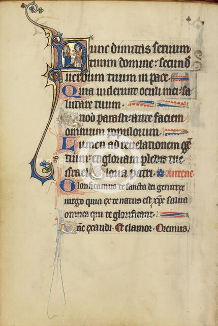 Initial N: The Presentation in the Temple; Ruskin Hours,, about 1300. Creator: Unknown.