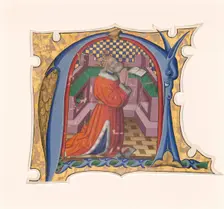 Initial N (?) with David in Prayer, 1430s. Creator: Master of the Cypresses