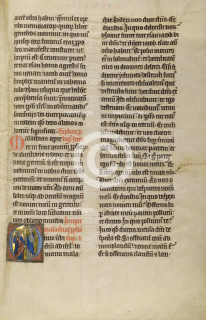 Initial O: Malachi Speaking to the Israelites; Marquette Bible, about 1270. Creator: Unknown.