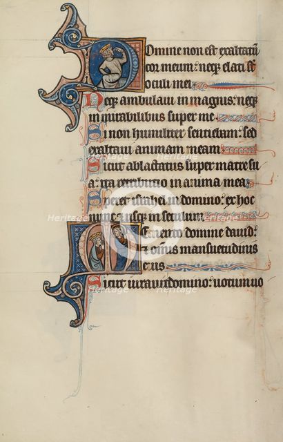 Initial O: Moses Breaking the Tablets of the Law; Bute Psalter, text and illumination about 1285. Creator: Bute Master.