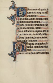 Initial O: Moses Breaking the Tablets of the Law; Bute Psalter, text and illumination about 1285. Creator: Bute Master