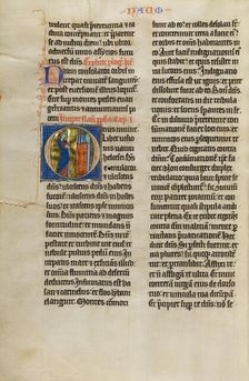 Initial O: Nahum Lamenting the Fall of Nineveh; Marquette Bible, about 1270. Creator: Unknown