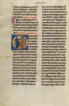 Initial O: Nahum Lamenting the Fall of Nineveh; Marquette Bible, about 1270. Creator: Unknown