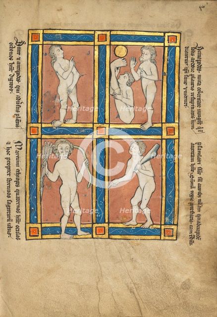 Initial O: A Bishop and Monks Instructing Laymen; Bute Psalter, text and illumination about 1285. Creator: Bute Master.