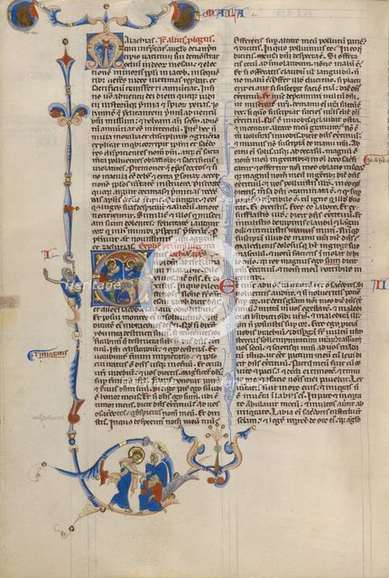 Initial O: Bishops and Monks; Abbey Bible, about 1250-1262. Creator: Unknown.