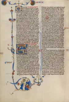 Initial O: Bishops and Monks; Abbey Bible, about 1250-1262. Creator: Unknown