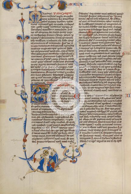 Initial O: Bishops and Monks; Abbey Bible, about 1250-1262. Creator: Unknown.