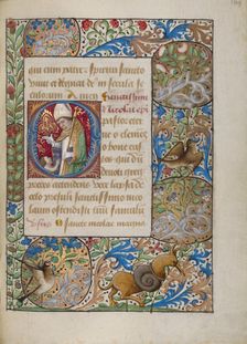 Initial O: Saint Nicholas Blessing a Child; Book of Hours, about 1480-1490. Creator: Georges Trubert