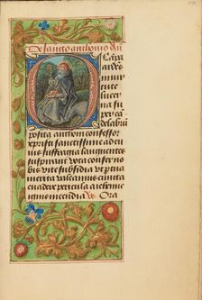 Initial O: Saint Anthony Abbot; Crohin-La Fontaine Hours, (about 1480-1485?). Creators: Master of the Dresden Prayer Book, Workshop of the Master of the Dresden Prayer Book