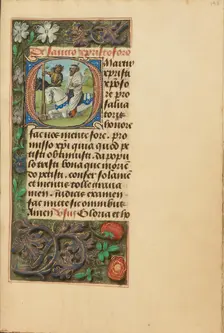 Initial O: Saint Christopher; Crohin-La Fontaine Hours, (about 1480-1485?). Creators: Master of the Dresden Prayer Book, Workshop of the Master of the Dresden Prayer Book