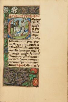 Initial O: Saint Christopher; Crohin-La Fontaine Hours, (about 1480-1485?). Creators: Master of the Dresden Prayer Book, Workshop of the Master of the Dresden Prayer Book