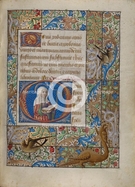Initial O: Saint Geneviève; Book of Hours, about 1480-1490. Creator: Georges Trubert.