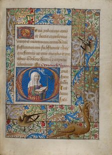 Initial O: Saint Geneviève; Book of Hours, about 1480-1490. Creator: Georges Trubert