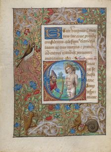 Initial O: Saint Sebastian; Book of Hours, about 1480-1490. Creator: Georges Trubert