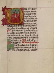 Initial O: The Trinity; Book of Hours, about 1500. Creator: Workshop of Gerard Horenbout
