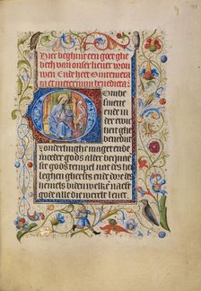 Initial O: The Virgin and Child Enthroned; Book of Hours, after 1460. Creator: Unknown