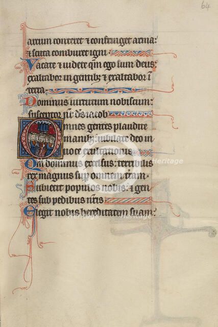 Initial O: The Ascension; Bute Psalter, text and illumination about 1285. Creator: Bute Master.