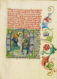 Initial O: The Flagellation; Prayer Book, about 1470-1480. Creator: Workshop of Valentine Noh