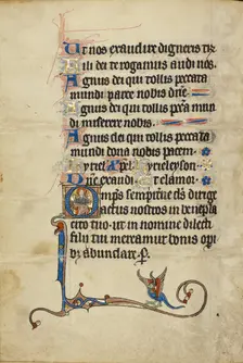 Initial O: The Lord Enthroned; Ruskin Hours, about 1300. Creator: Unknown