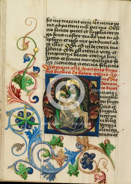 Initial O: The Pietà; Prayer Book, about 1470-1480. Creator: Workshop of Valentine Noh.