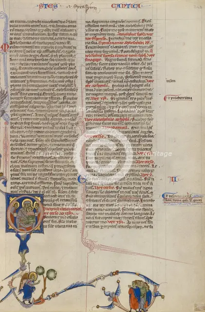 Initial O: Virgin and Child; Abbey Bible, about 1250-1262. Creator: Unknown.