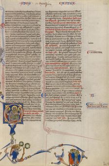 Initial O: Virgin and Child; Abbey Bible, about 1250-1262. Creator: Unknown