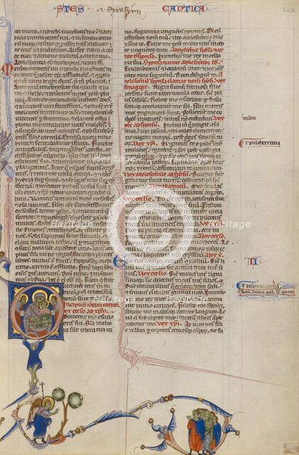 Initial O: Virgin and Child; Abbey Bible, about 1250-1262. Creator: Unknown.