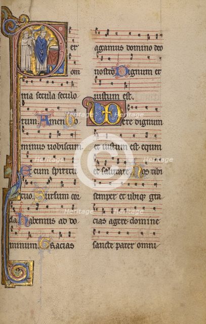 Initial P: A Priest and a Ministrant before an Altar; Missal, begun after 1234-completed before 1262 Creator: Unknown.