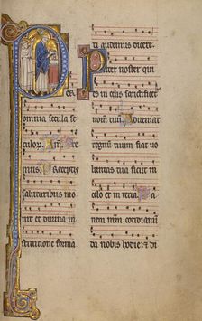 Initial P: A Priest and a Ministrant before an Altar; Missal, begun after 1234-completed before 1262 Creator: Unknown