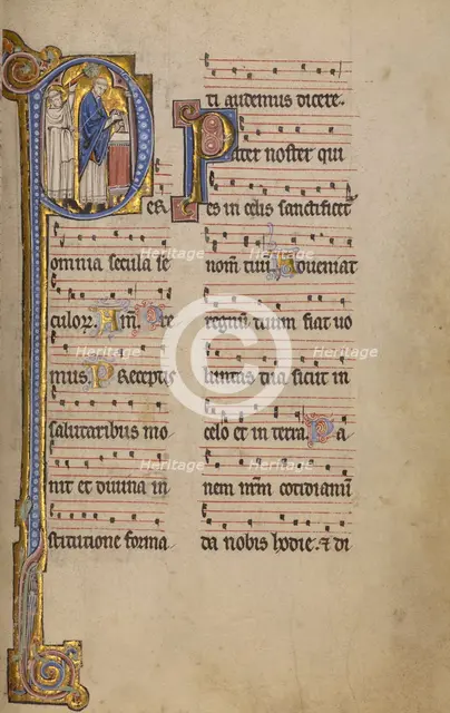 Initial P: A Priest and a Ministrant before an Altar; Missal, begun after 1234-completed before 1262 Creator: Unknown.