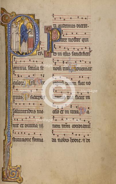 Initial P: A Priest and a Ministrant before an Altar; Missal, begun after 1234-completed before 1262 Creator: Unknown.