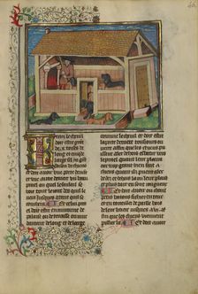 Initial P: A Prophet Holding a Scroll; Bute Psalter, text and illumination about 1285. Creator: Bute Master