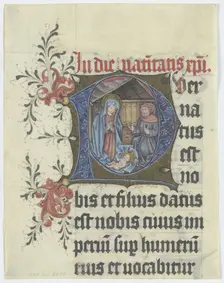 Initial P: Birth of Christ (text fragment on verso), 15th century. Creator: German, 15th century;