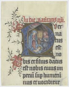 Initial P: Birth of Christ (text fragment on verso), 15th century. Creator: German, 15th century;