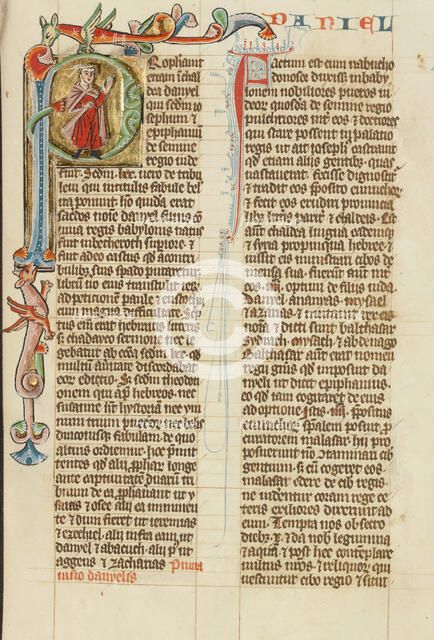 Initial P: Daniel; Historia Scholastica, about 1300. Creator: Unknown.