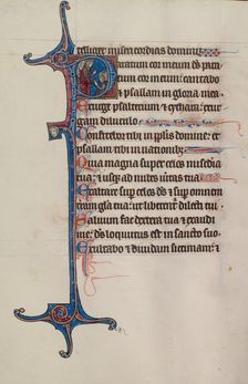 Initial P: David Addressing a Group; Bute Psalter, text and illumination about 1285. Creator: Bute Master