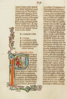 Initial P: Esdras; Historia Scholastica, about 1300. Creator: Unknown