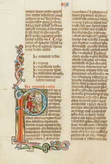 Initial P: Esdras; Historia Scholastica, about 1300. Creator: Unknown