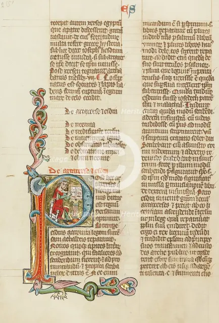 Initial P: Esdras; Historia Scholastica, about 1300. Creator: Unknown.