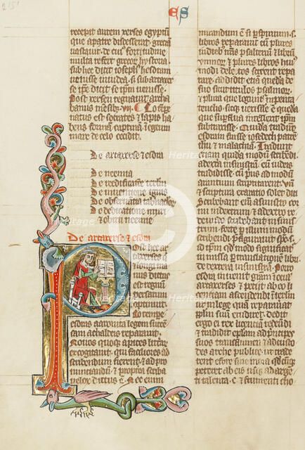 Initial P: Esdras; Historia Scholastica, about 1300. Creator: Unknown.