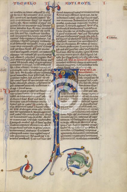 Initial P: Paul Preaching to a Seated Crowd; Abbey Bible, about 1250-1262. Creator: Unknown.