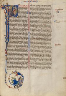 Initial P: Paul with Two Bishops; Abbey Bible, about 1250-1262. Creator: Unknown