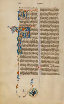 Initial P: Saint Paul Speaking to a Bishop, about 1280-1290. Creator: Unknown