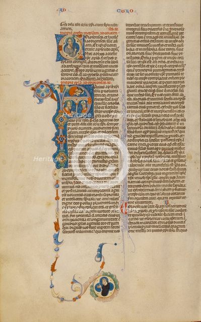 Initial P: Saint Paul Speaking to a Bishop, about 1280-1290. Creator: Unknown.
