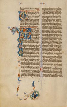 Initial P: Saint Paul Speaking to a Bishop, about 1280-1290. Creator: Unknown